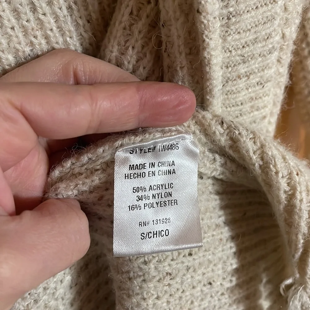 Bohme waffle knit long open front fringe cardigan - Picture 4 of 4